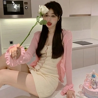 2PCS Rose Button Knit Dress + Cardigan  - Thumbnail 3