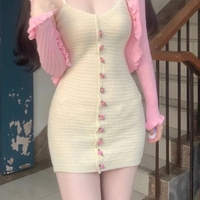 2PCS Rose Button Knit Dress + Cardigan  - Thumbnail 8