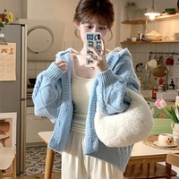 Blue Knit Loose Cardigan  - Thumbnail 2