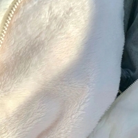 White Embroidery Zip Up Fluffy Fleece Jacket  - Thumbnail 6