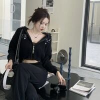 Black Hollow Out Cropped Zipper Jacket  - Thumbnail 3