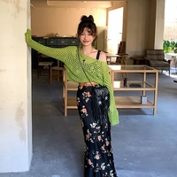 Green Hollow Out Oversized Smock - Thumbnail 2