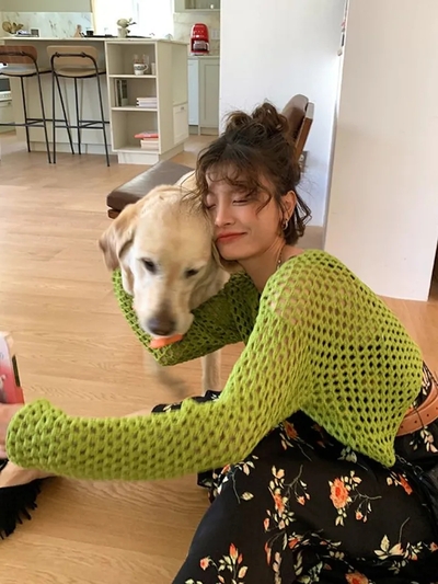 Green Hollow Out Oversized Smock