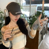 Striped Hollow Out Smock - Thumbnail 1