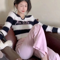 Black & White Fuzzy Cropped Sweater  - Thumbnail 3