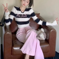 Black & White Fuzzy Cropped Sweater  - Thumbnail 5