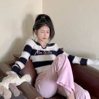 Black & White Fuzzy Cropped Sweater  - Thumbnail 6