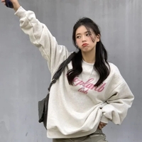 Grey Letter Print Oversized Pullover  - Thumbnail 1