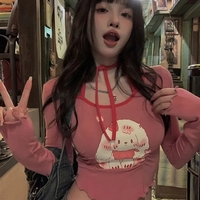 Pink Dog Graphic Print Frill Long Sleeve Shirt  - Thumbnail 3