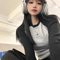 Black & Grey Patchwork Long Sleeve Crop Top  - Thumbnail 6