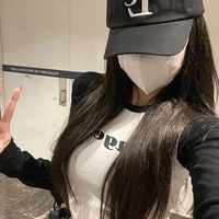 Black & White Angel Patchwork Long Sleeve Crop Top  - Thumbnail 3