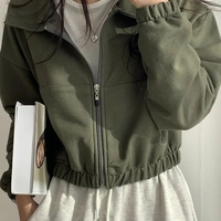 Black Cropped Zip Up Jacket  - Thumbnail 5