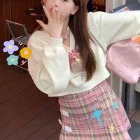 Kawaii Animal Print Cropped Sweatshirt  - Thumbnail 2