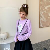 Blue Cat Print Cropped Sweater  - Thumbnail 6