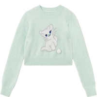 Blue Cat Print Cropped Sweater  - Thumbnail 8