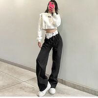 Patchwork High Waist Wide Leg Cargo Pants - Thumbnail 7