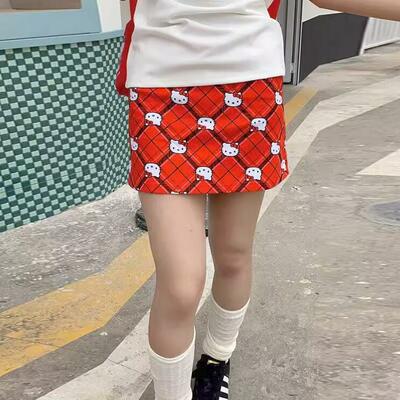 Kawaii cute kitty red skirt
