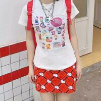 Kawaii Cute Kitty Red Skirt - Thumbnail 2