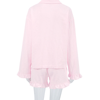 2PCS Pink Ruffle Long Sleeve Shirt + Shorts Pajama Set - Thumbnail 5