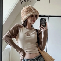 Brown Star Patchwork Long Sleeve T-shirt  - Thumbnail 1