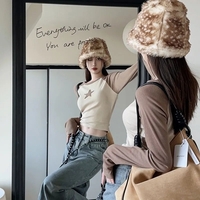 Brown Star Patchwork Long Sleeve T-shirt  - Thumbnail 5