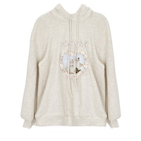 Cat Kitty Heart Lace Print Gray Sweatshirt Hoodie - Thumbnail 1