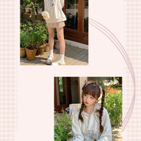 Cat Kitty Heart Lace Print Gray Sweatshirt Hoodie - Thumbnail 5