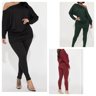 Off the shoulder legging set-td - Thumbnail 3