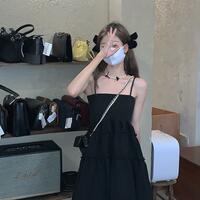 Black Ruffle Pleated Sundress  - Thumbnail 2