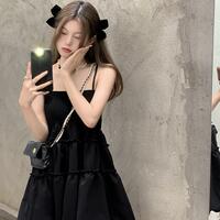 Black Ruffle Pleated Sundress  - Thumbnail 3