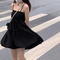 Black Ruffle Pleated Sundress  - Thumbnail 5