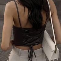 Lace Up Spaghetti Strap Tank Top - Thumbnail 5