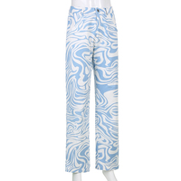 Blue & White Zebra Print High Waist Pants  - Thumbnail 5