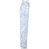 Blue & White Zebra Print High Waist Pants  - Thumbnail 6