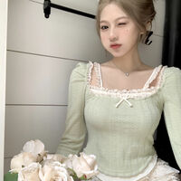 Green Lace Bow Long Sleeve Shirt  - Thumbnail 2