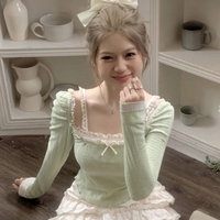 Green Lace Bow Long Sleeve Shirt  - Thumbnail 6