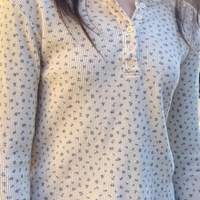 White Floral Long Sleeve Shirt  - Thumbnail 2