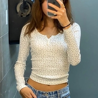 White Floral Long Sleeve Shirt  - Thumbnail 3