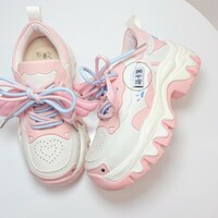 Soft Girl Cute Pastel Pink Blue Purple White Black Heart Wings Sneakers Running Shoes - Thumbnail 3