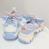 Soft Girl Cute Pastel Pink Blue Purple White Black Heart Wings Sneakers Running Shoes - Thumbnail 4