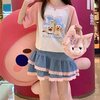 Sweet Girl Pink Lace Tutu Blue Denim Colored Skirt - Thumbnail 2