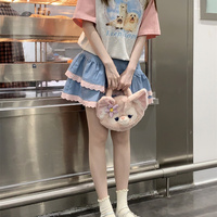 Sweet Girl Pink Lace Tutu Blue Denim Colored Skirt - Thumbnail 4