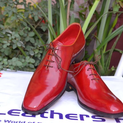 Red Classic Lace up Genuine Leather Dress Oxford Formal Shoes