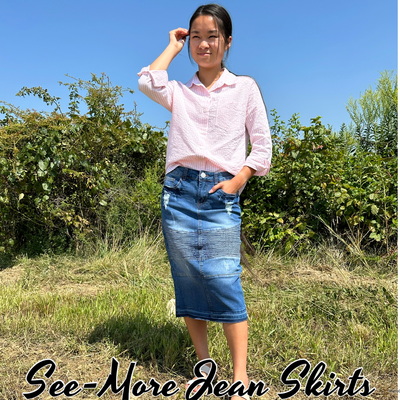 MADISON DISTRESSED MID LENGTH INDIGO WASH DENIM SKIRT