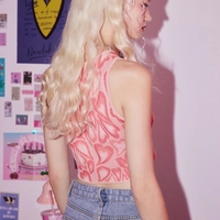 Pink Heart Knit Tank Top - Thumbnail 1