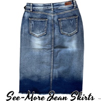 PAYTON MID-LENGTH BLUSH WASH DENIM SKIRT - Thumbnail 1