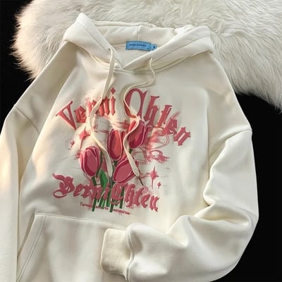 Tulip Flower Graphic Print Hoodie 