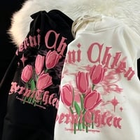 Tulip Flower Graphic Print Hoodie  - Thumbnail 1