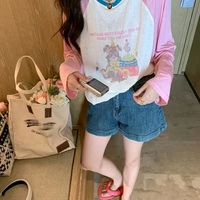 Pink Teddy Bear Patchwork Long Sleeve Shirt  - Thumbnail 8