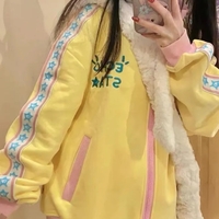 Yellow Y2K Star Embroidery Zip Up Jacket  - Thumbnail 2